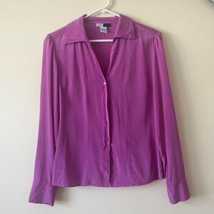 Dane Lewis button up long sleeve silk blouse size 8 in purple blossom